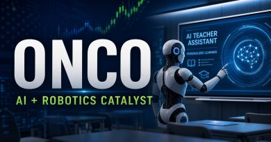 NASDAQ ONCO AI robotics catalyst with humanoid robot classroom visual